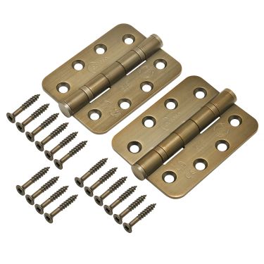 Click Here To Enlarge This Photo Of Eclipse 14869MAB Grade 13 Matt Antique Brass &lpar;Stainless Steel&rpar; Ball Bearing Radius Corner Hinges 102 x 76 x 3mm