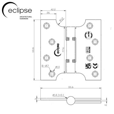 Click Here To Enlarge This Photo Of Eclipse 14989DBZ Grade 13 Dark Bronze &lpar;Stainless Steel&rpar; Parliament Hinges 102 x 51 x 102mm