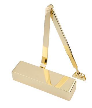 Click Here To Enlarge This Photo Of Eclipse 28986 Size 2-4 CE Certified Overhead Door Closer with Polished Brass Radius Cover & Arm