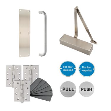 Click Here To Enlarge This Photo Of Eclipse 24461 Commercial Passage Way Dead-Locking Fire Door Pack &lpar;FD30&sol;60&rpar; Satin Stainless Steel