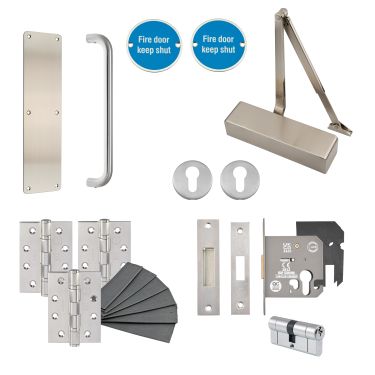Click Here To Enlarge This Photo Of Eclipse 24462 Commercial Passage Way Latching Fire Door Pack &lpar;FD30&sol;60&rpar; Satin Stainless Steel