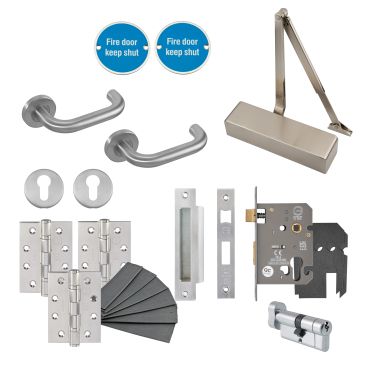 Click Here To Enlarge This Photo Of Eclipse 24463 Commercial Passage Way Sash-Locking Fire Door Pack &lpar;FD30&sol;60&rpar; Satin Stainless Steel