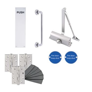 Click Here To Enlarge This Photo Of Eclipse 24450 Contractors Passage Way Non-Locking Fire Door Pack &lpar;FD30&sol;60&rpar; Aluminium