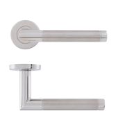 Eclipse 34417 Satin&sol;Polished Stainless Steel Dual Finish 19mm Mitred Lever on Round Rose Set