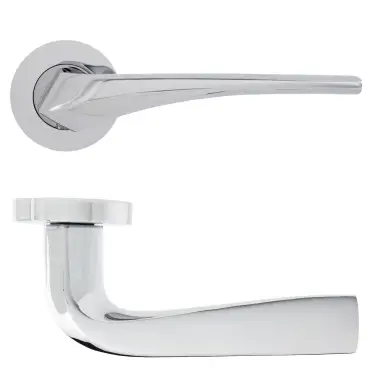 Click Here To Enlarge This Photo Of Eclipse 63220 Polished Chrome 'Lanza' Lever on Round Rose Set &lpar;Insignia Range&rpar;