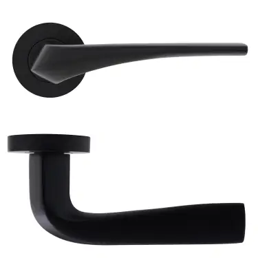 Click Here To Enlarge This Photo Of Eclipse 63221 Matt Black 'Lanza' Lever on Round Rose Set &lpar;Insignia Range&rpar;