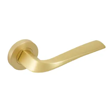 Click Here To Enlarge This Photo Of Eclipse 63223 Satin Brass 'Lanza' Lever on Round Rose Set &lpar;Insignia Range&rpar;