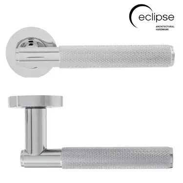 Click Here To Enlarge This Photo Of Eclipse 63230 Polished Chrome Knurled Lever on Round Rose Set &lpar;Insignia Range&rpar;