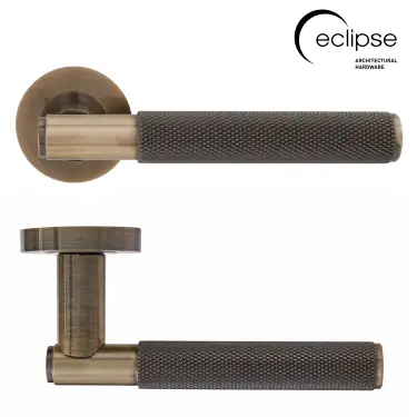 Click Here To Enlarge This Photo Of Eclipse 63235 Antique Bronze Knurled Lever on Round Rose Set &lpar;Insignia Range&rpar;
