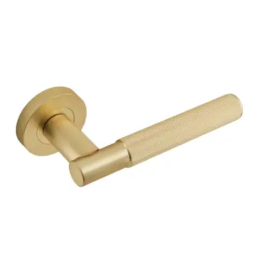 Click Here To Enlarge This Photo Of Eclipse 63243 Satin Brass 'Linear' Lever on Round Rose Set &lpar;Insignia Range&rpar;