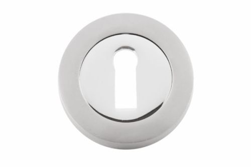 Click Here To Enlarge This Photo Of Eclipse 63561 Polished&sol;Satin Chrome Standard Keyway Escutcheon on Round Rose &lpar;Insignia Range&rpar;