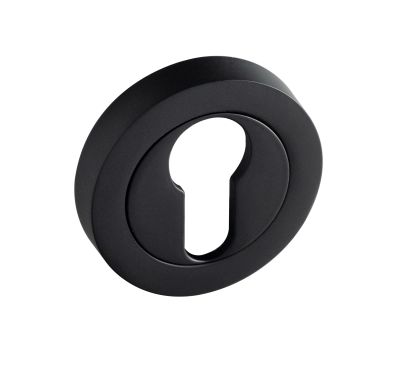 Click Here To Enlarge This Photo Of Eclipse 63564 Matt Black Euro Profile Escutcheon on Round Rose &lpar;Insignia Range&rpar;