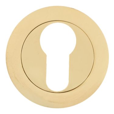 Click Here To Enlarge This Photo Of Eclipse 63566 Polished&sol;Satin Brass Euro Escutcheon on Round Rose &lpar;Insignia Range&rpar;