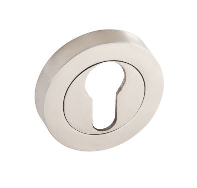 Click Here To Enlarge This Photo Of Eclipse 63650 Satin Nickel Euro Profile Escutcheon on Round Rose &lpar;Insignia Range&rpar;