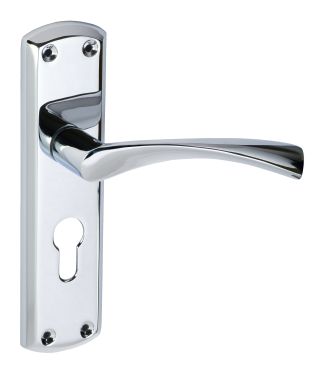 Click Here To Enlarge This Photo Of Eclipse 31724 Polished Chrome 'Monza' Lever Euro Profile Lock &lpar;47&period;5mm&rpar; Set