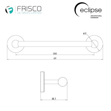 Click Here To Enlarge This Photo Of Eclipse 80001 &lpar;800 Series&rpar; Polished Chrome Single Towel Rail 600mm