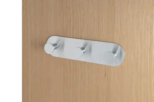 Click Here To Enlarge This Photo Of Eclipse 34743 Satin Stainless Steel Self Adhesive Trio Circular Coat Hook