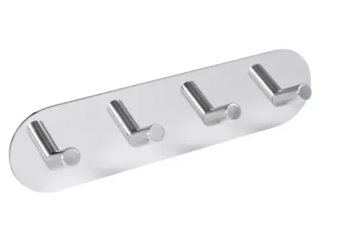 Click Here To Enlarge This Photo Of Eclipse 34746 Polished Stainless Steel Self Adhesive Quad Angled Coat Hook