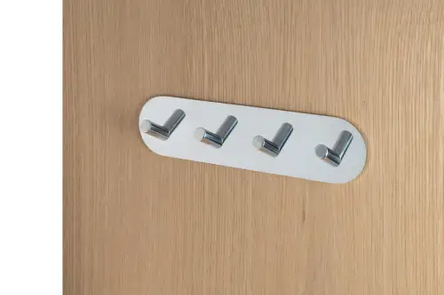 Click Here To Enlarge This Photo Of Eclipse 34746 Polished Stainless Steel Self Adhesive Quad Angled Coat Hook