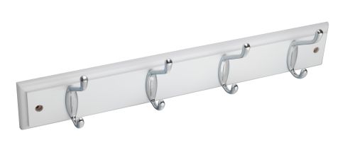 Click Here To Enlarge This Photo Of Eclipse 94501 Polished Chrome Hat & Hooks &lpar;4&rpar; on White Board 460mm x 70mm