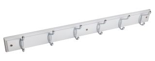 Eclipse 94502 Polished Chrome Hat & Hooks &lpar;6&rpar; on White Board 680mm x 70mm