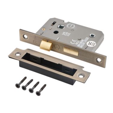 Click Here To Enlarge This Photo Of Eclipse 71533 76mm CE Fire Rated Mortice Bathroom Lock - Matt Antique Brass