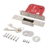 Eclipse 70065 63mm Heavy Duty 5 Lever Mortice Deadlock &lpar;BS3621&rpar; - Satin Chrome
