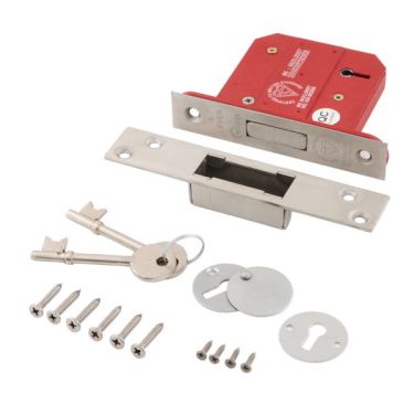 Click Here To Enlarge This Photo Of Eclipse 70067 76mm Heavy Duty 5 Lever Mortice Deadlock &lpar;BS3621&rpar; - Satin Chrome