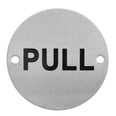 Click Here To Enlarge This Photo Of Eclipse 34689 Satin Stainless Steel 76mm Circular 'Pull' Symbol