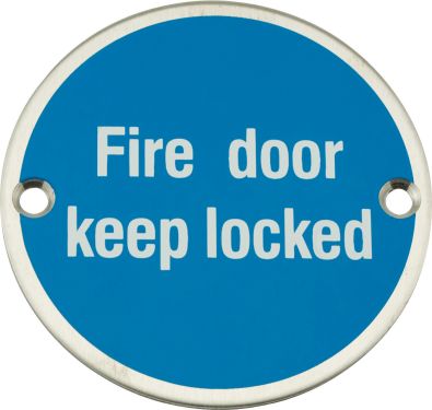 Click Here To Enlarge This Photo Of Eclipse 34499 Polished Stainless Steel 75mm 'Fire Door Keep Locked' Symbol