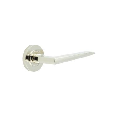 Click Here To Enlarge This Photo Of BUR10KIT157 Frelan Hardware Burlington Mayfair Door Handles on Plain Rose Polished Nickel
