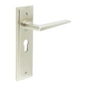 BUR10KIT323 Frelan Hardware Burlington Mayfair Door Handles on 47&period;5mm Euro Backplate Satin Nickel