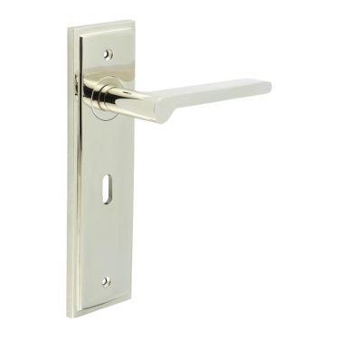 Click Here To Enlarge This Photo Of BUR15KIT165 Frelan Hardware Burlington Fitzrovia Door Handles on 57mm Lock Backplate Polished Nickel