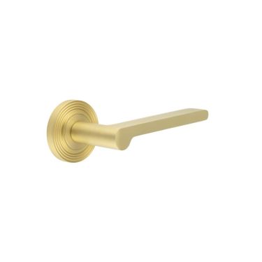 Click Here To Enlarge This Photo Of BUR15KIT238 Frelan Hardware Burlington Fitzrovia Door Handles on Reeded Rose Satin Brass
