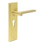 BUR15KIT245 Frelan Hardware Burlington Fitzrovia Door Handles on 47&period;5mm Euro Backplate Satin Brass