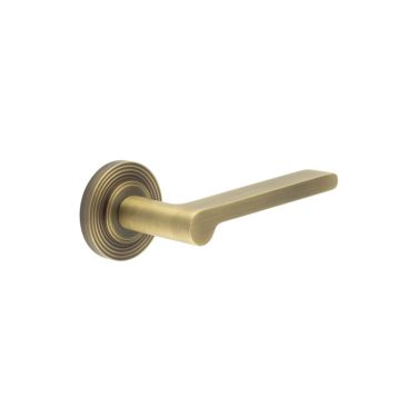 Click Here To Enlarge This Photo Of BUR15KIT4 Frelan Hardware Burlington Fitzrovia Door Handles on Reeded Rose Antique Brass