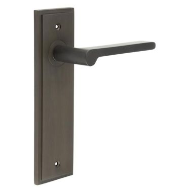 Click Here To Enlarge This Photo Of BUR15KIT86 Frelan Hardware Burlington Fitzrovia Door Handles on Latch Backplate Dark Bronze