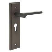 BUR15KIT89 Frelan Hardware Burlington Fitzrovia Door Handles on 47&period;5mm Euro Backplate Dark Bronze