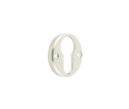 Click Here To Enlarge This Photo Of BUR181PN Frelan Hardware Burlington Westbourne Knurled Euro Profile Escutcheon Polished Nickel