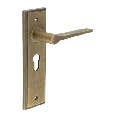 Click Here To Enlarge This Photo Of BUR20KIT11 Frelan Hardware Burlington Knightbridge Door Handles on 47&period;5mm Euro Backplate Antique Brass
