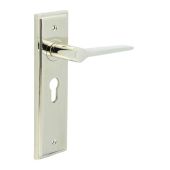 BUR20KIT167 Frelan Hardware Burlington Knightbridge Door Handles on 47&period;5mm Euro Backplate Polished Nickel