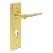 BUR20KIT245 Frelan Hardware Burlington Knightbridge Door Handles on 47&period;5mm Euro Backplate Satin Brass