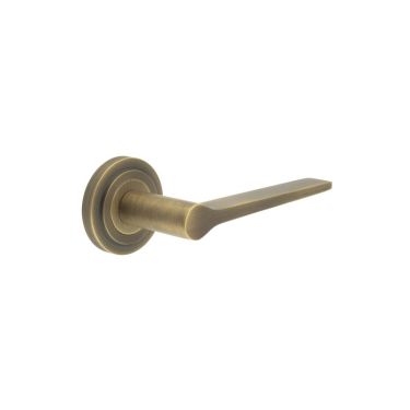 Click Here To Enlarge This Photo Of BUR20KIT3 Frelan Hardware Burlington Knightsbridge Door Handles on Stepped Rose Antique Brass