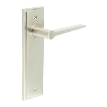 Click Here To Enlarge This Photo Of BUR20KIT320 Frelan Hardware Burlington Knightbridge Door Handles on Latch Backplate Satin Nickel
