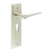 BUR20KIT323 Frelan Hardware Burlington Knightbridge Door Handles on 47&period;5mm Euro Backplate Satin Nickel