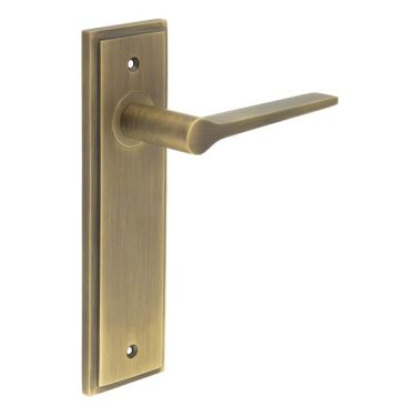 Click Here To Enlarge This Photo Of BUR20KIT8 Frelan Hardware Burlington Knightbridge Door Handles on Latch Backplate Antique Brass