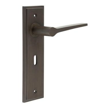 Click Here To Enlarge This Photo Of BUR20KIT87 Frelan Hardware Burlington Knightbridge Door Handles on 57mm Lock Backplate Dark Bronze