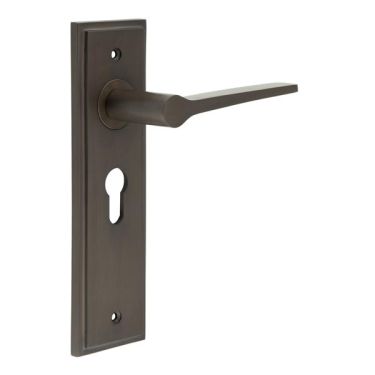 Click Here To Enlarge This Photo Of BUR20KIT89 Frelan Hardware Burlington Knightbridge Door Handles on 47&period;5mm Euro Backplate Dark Bronze