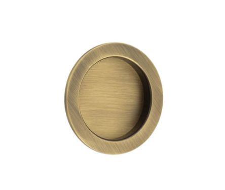 Click Here To Enlarge This Photo Of BUR215AB Frelan Hardware Burlington Circular 75mm Flush Pull Antique Brass