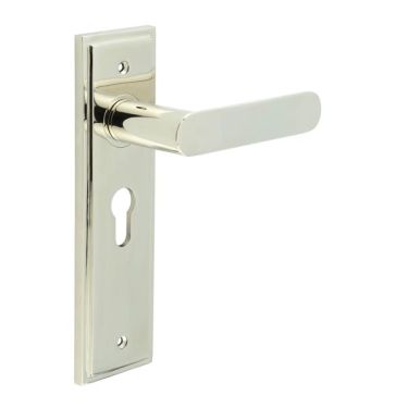 Click Here To Enlarge This Photo Of BUR25KIT167 Frelan Hardware Burlington Kensington Door Handles on 47&period;5mm Euro Backplate Polished Nickel